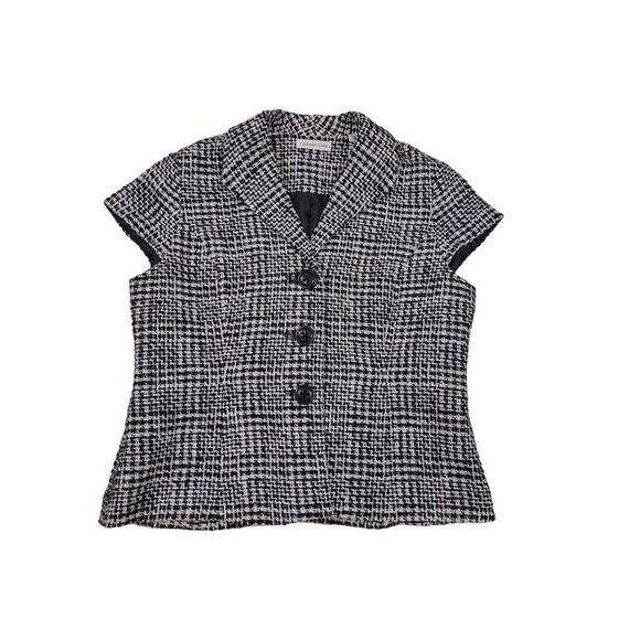 Coldwater Creek Tweed Jacket Linen Blend Cap Sleeve Lined Career Top Petite 14 - Picture 1 of 5